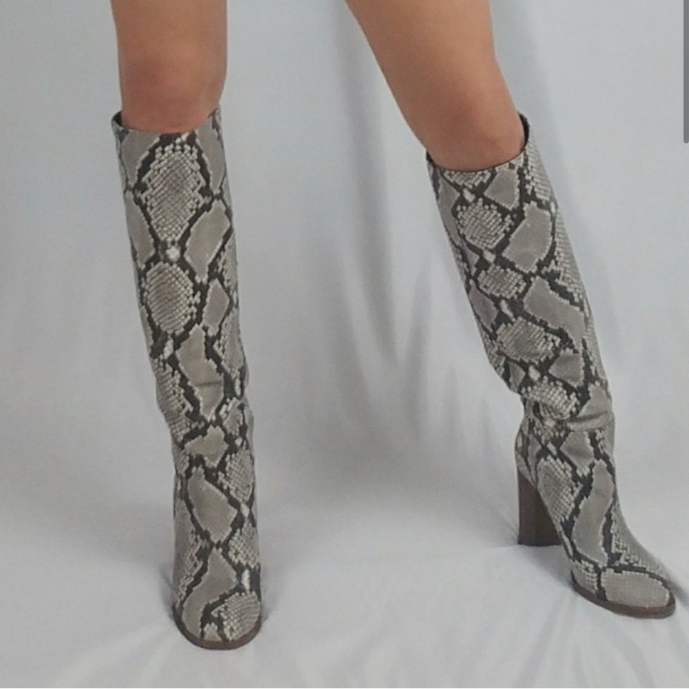 J Crew Snakeskin Python animal leather tall boot 6.5